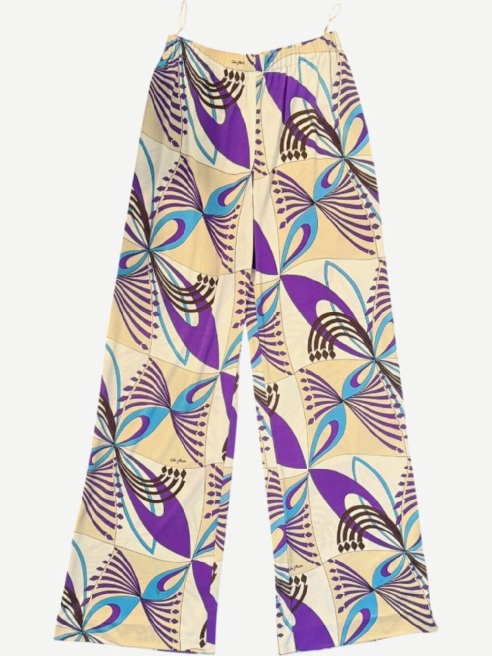 Vintage Colin Glascoe Women's Wide Leg Palazzo Pants Abstract Print Elastic